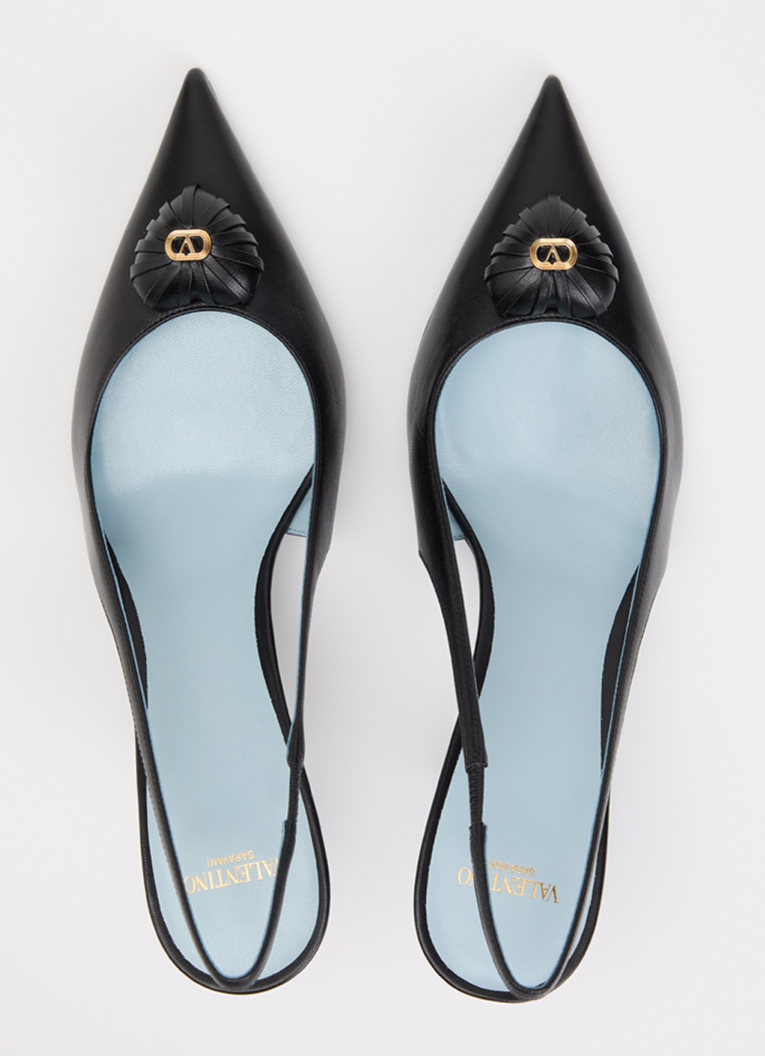 Valentino Garavani Coeur Royal slingback van geitenleer met applicatie - detail 3 zwart