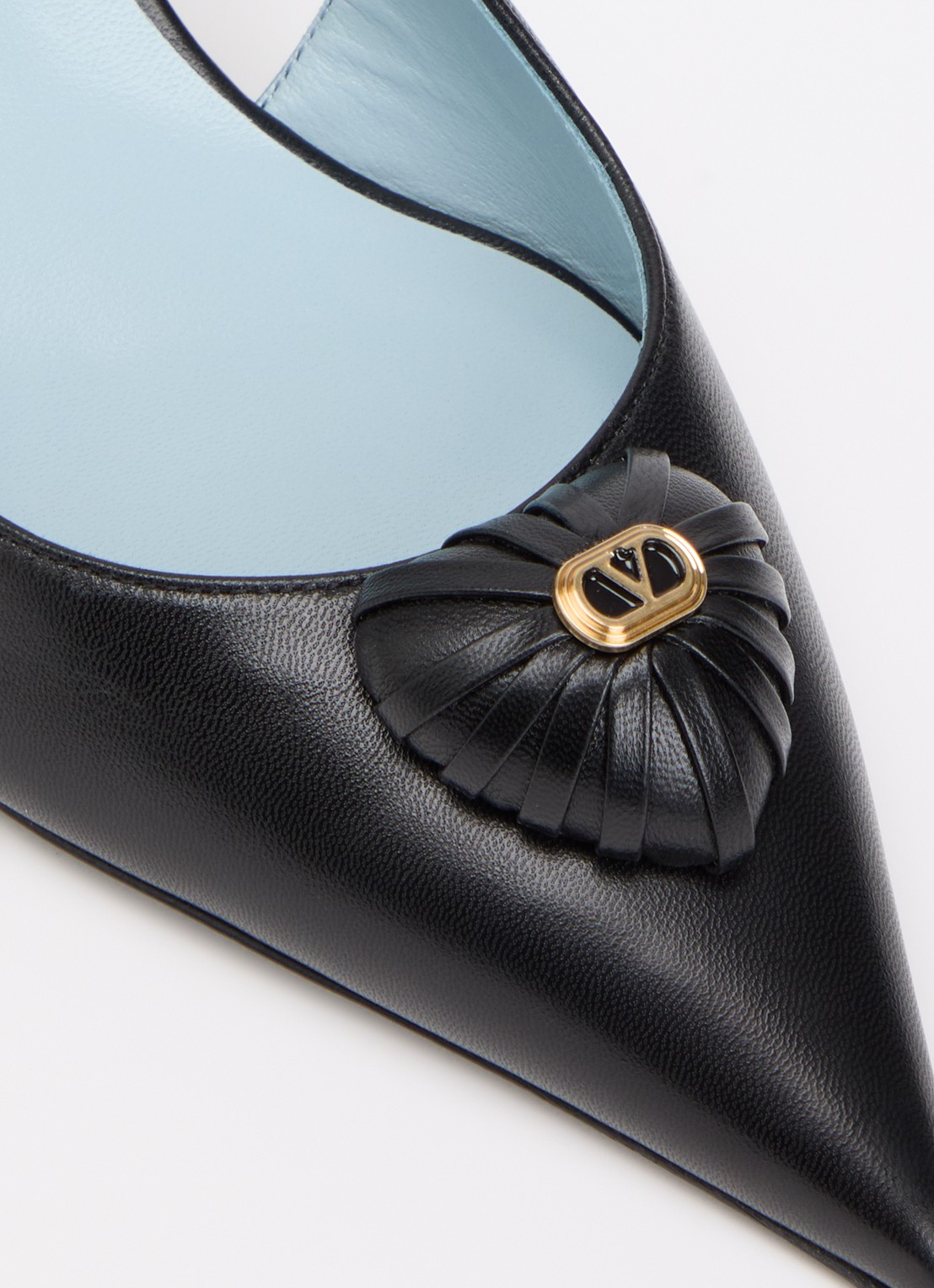Valentino Garavani Coeur Royal slingback van geitenleer met applicatie - detail 5 zwart