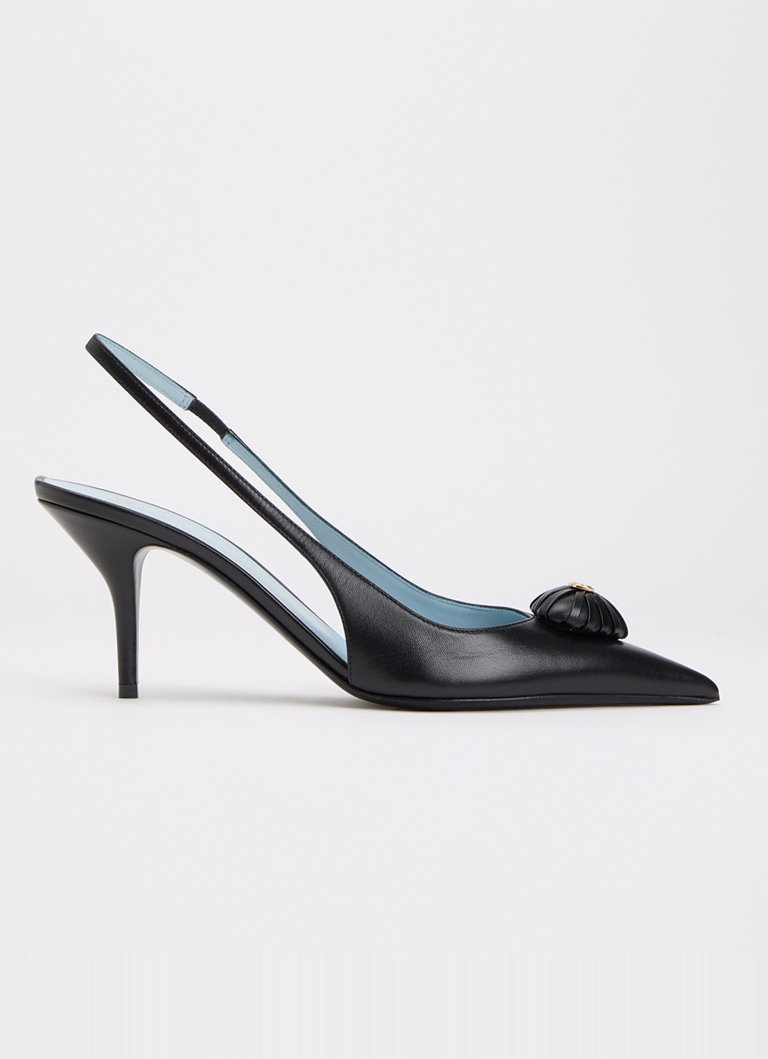 Valentino Garavani Coeur Royal slingback van geitenleer met applicatie - voorkant zwart