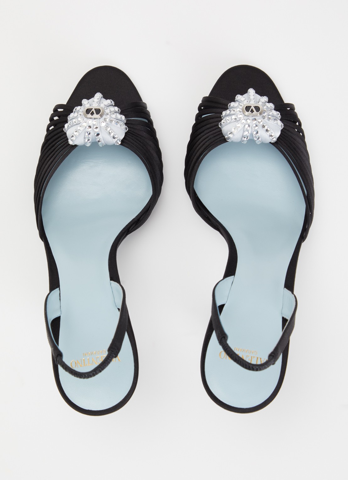 Valentino Garavani Coeur Royal slingback van satijn met applicatie - detail 2 zwart
