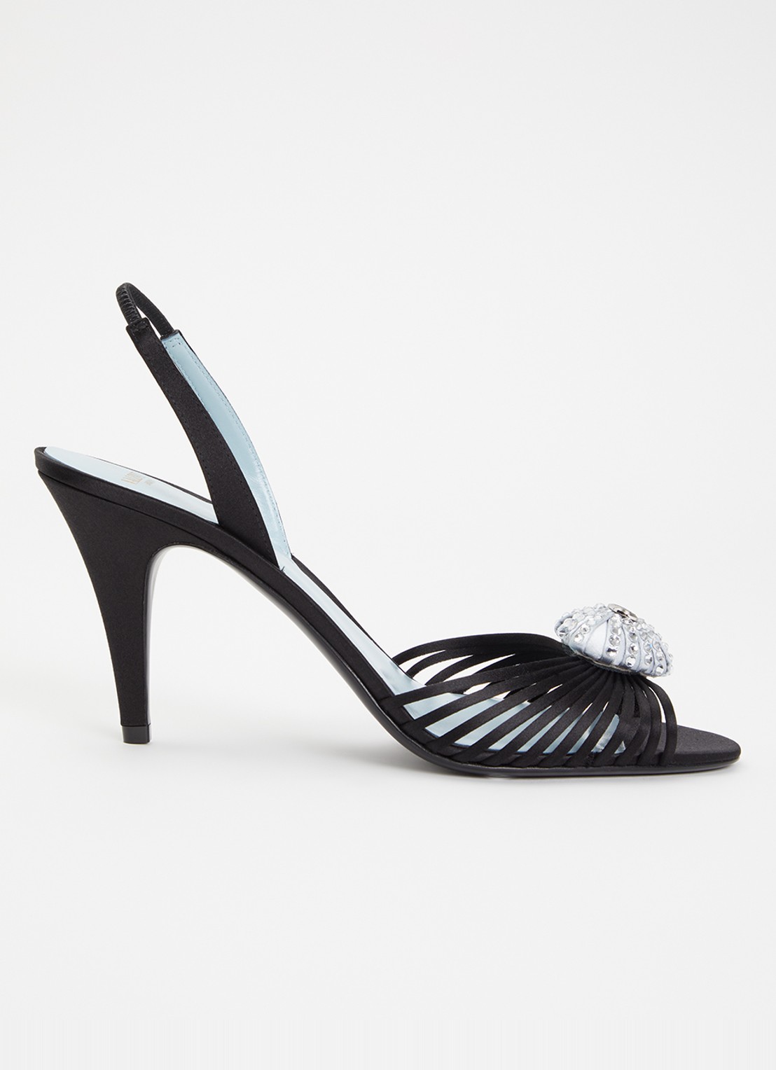 Valentino Garavani Coeur Royal slingback van satijn met applicatie - voorkant 6 zwart