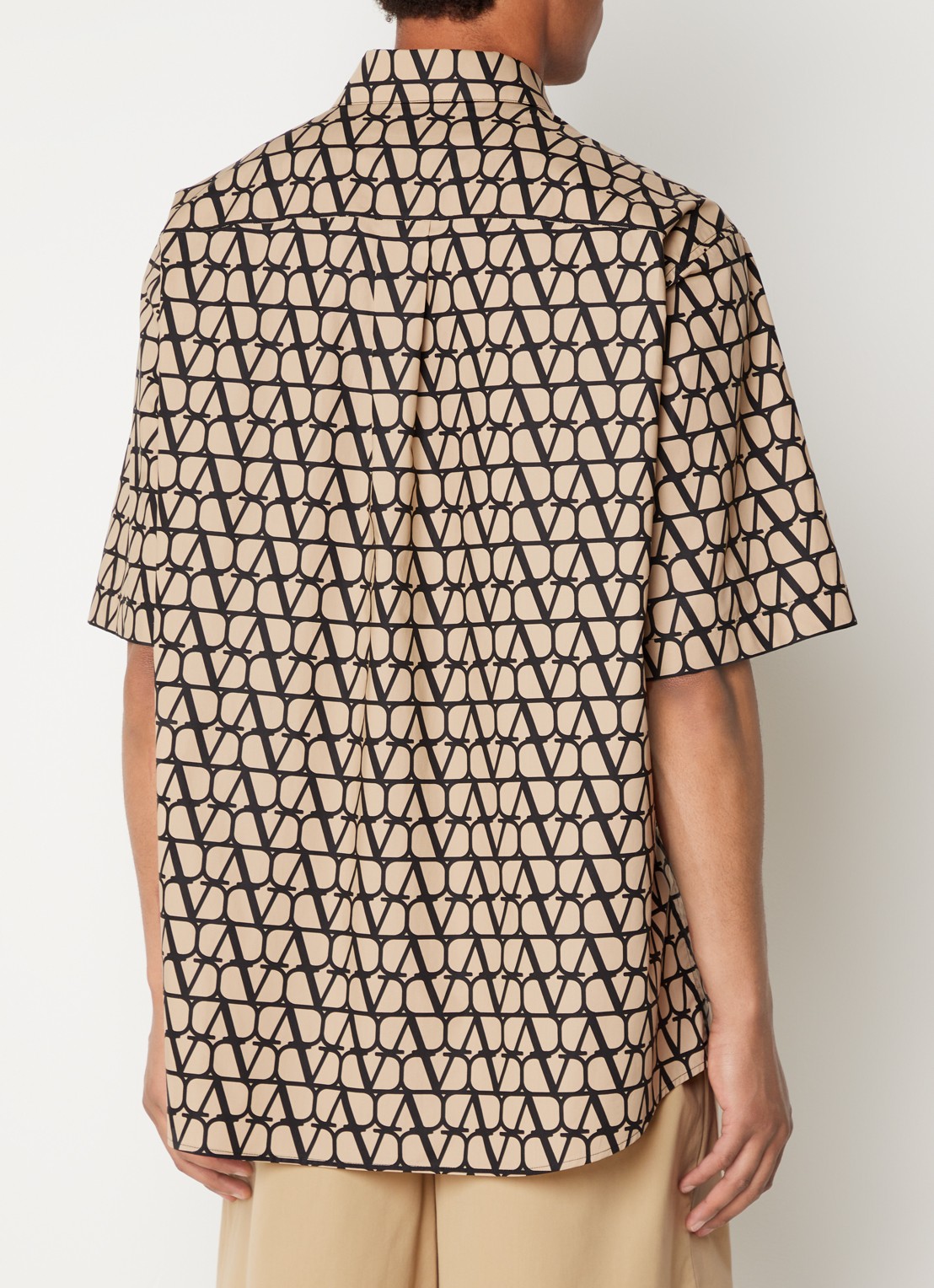 Valentino Garavani Comfort fit overhemd met logoprint - achterkant beige