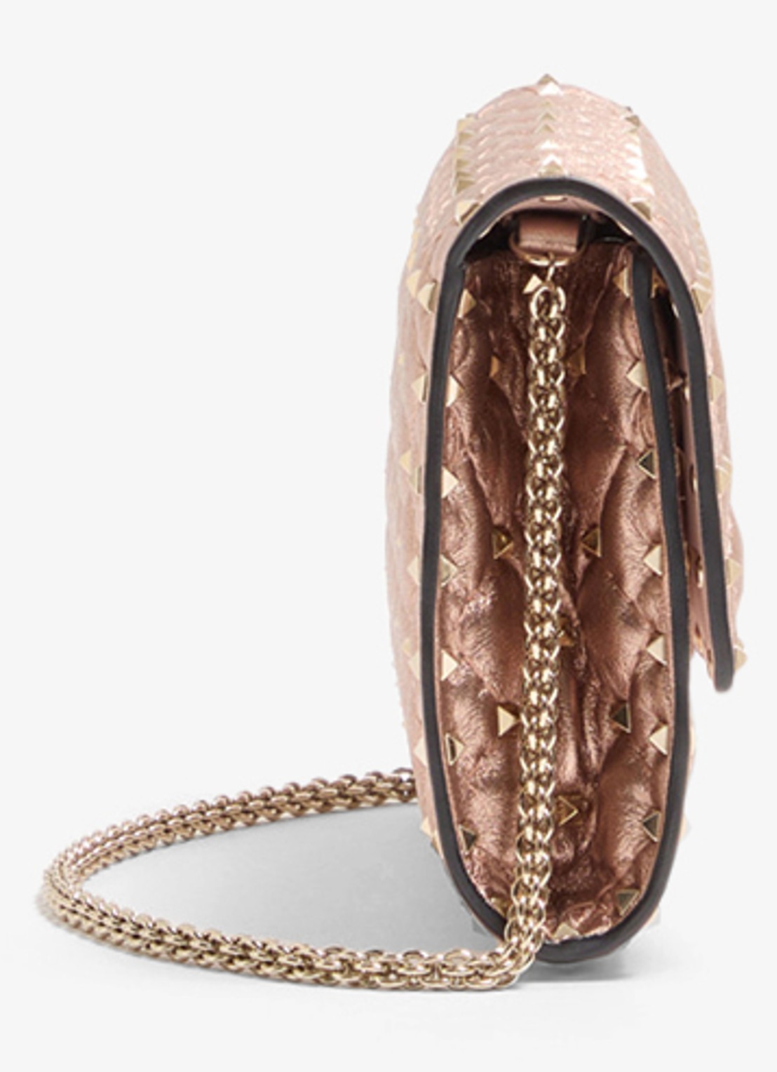 Valentino Garavani Crossbodytas van lamsleer met metallic finish en studs - detail 4 roze