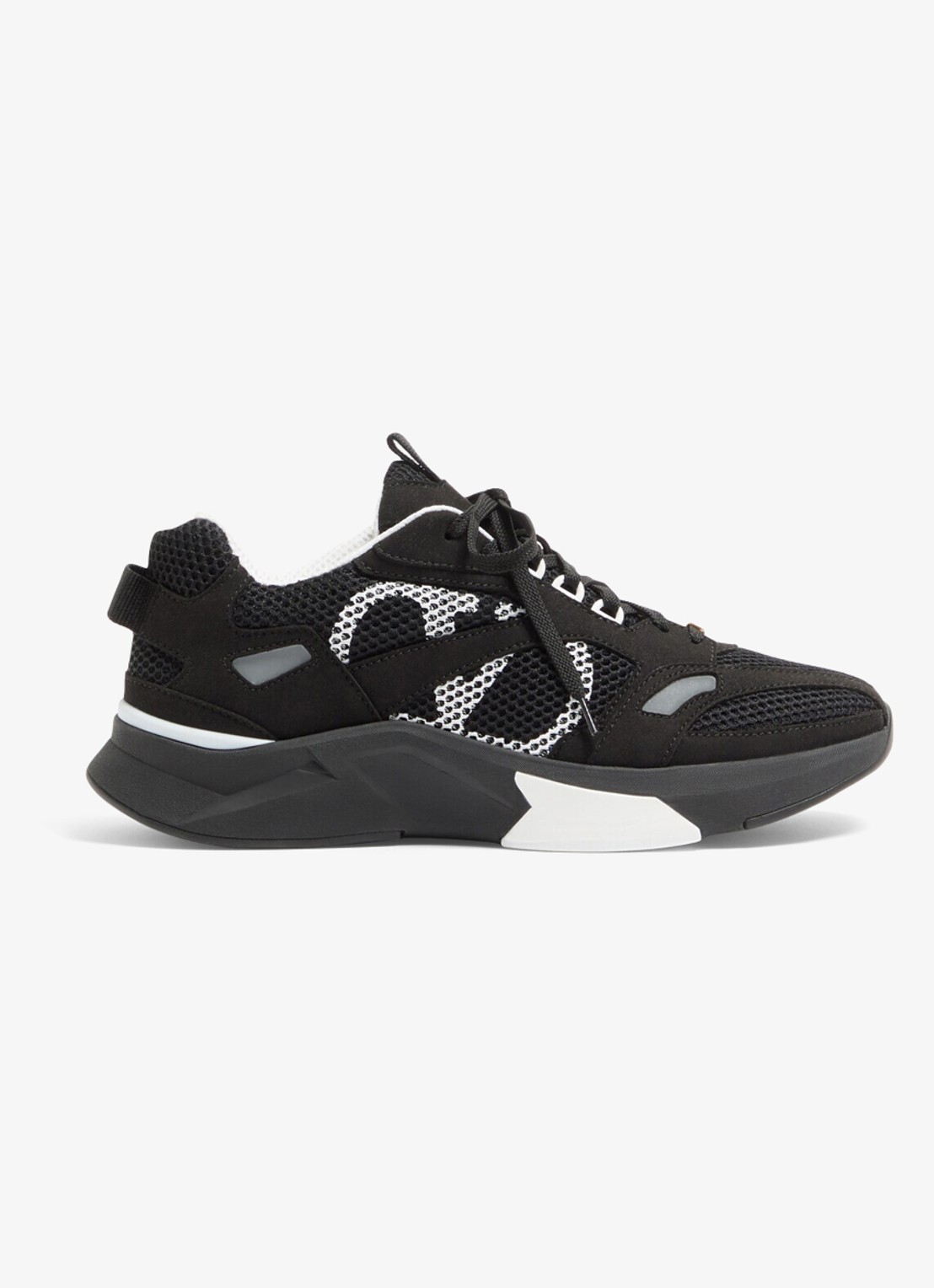 Valentino Garavani Demivee sneaker met suède details - voorkant 6 zwart