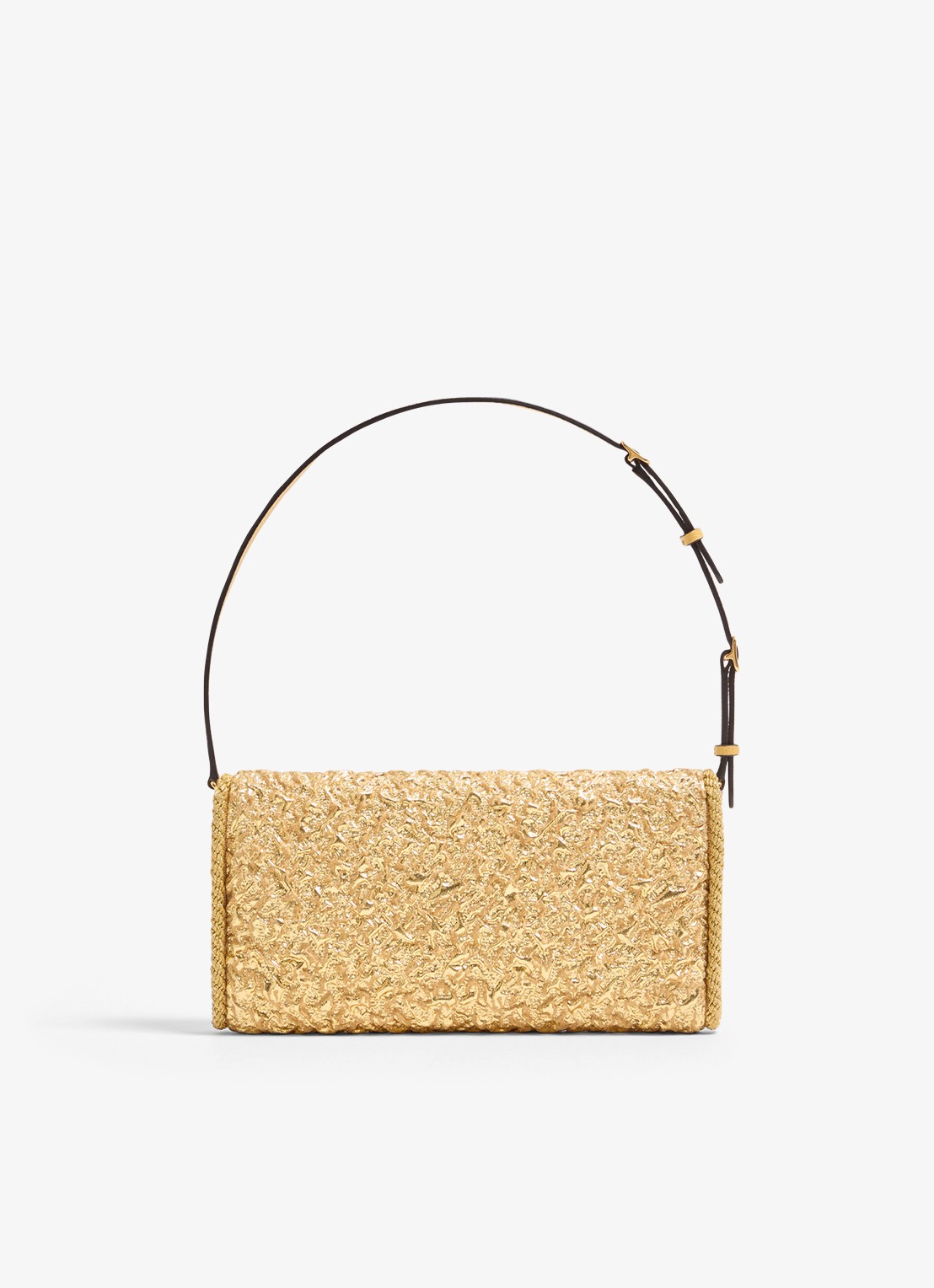 Valentino Garavani DeVain Small schoudertas met jacquard dessin en leren details - achterkant 3 goud