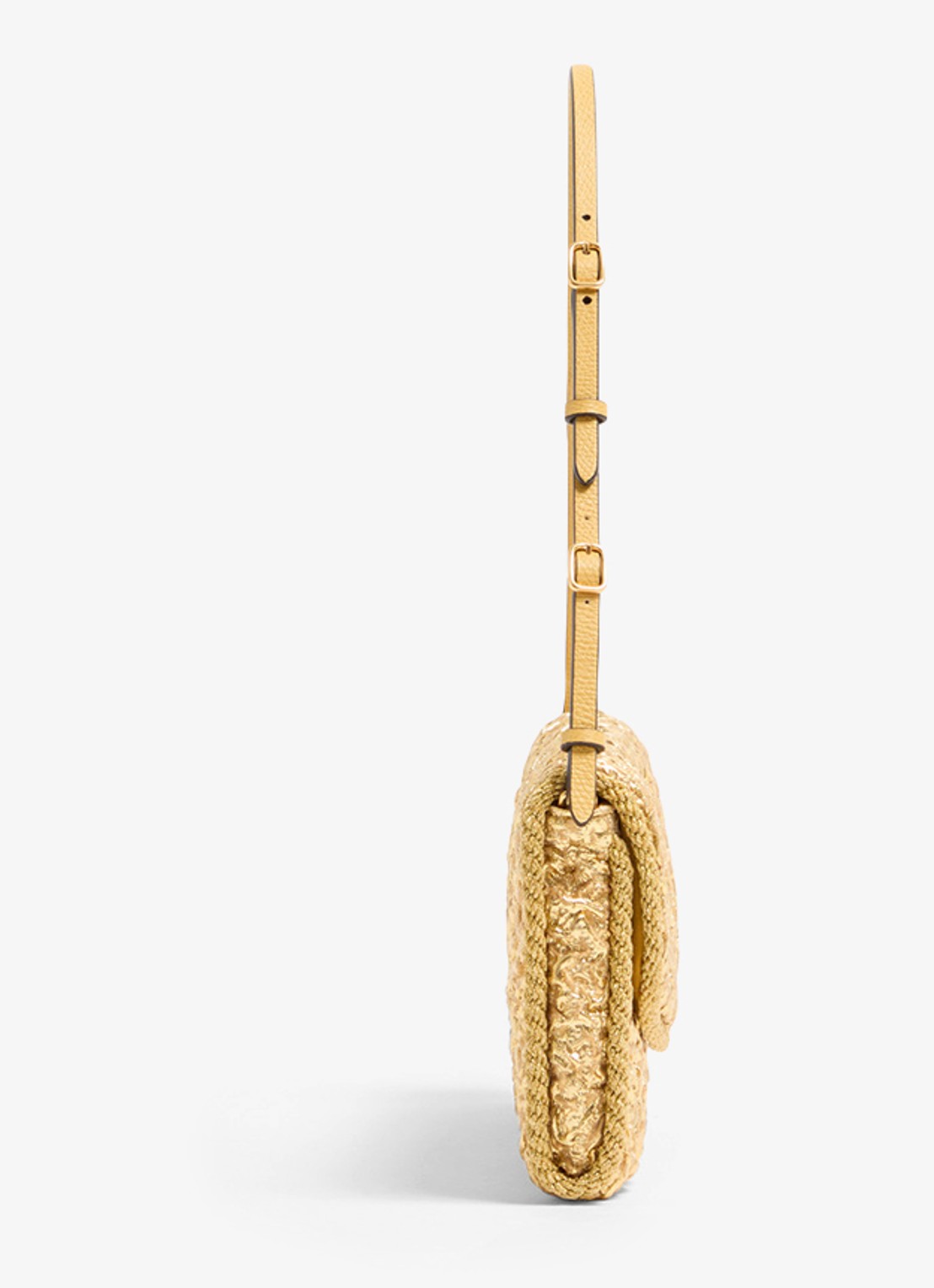 Valentino Garavani DeVain Small schoudertas met jacquard dessin en leren details - detail 4 goud