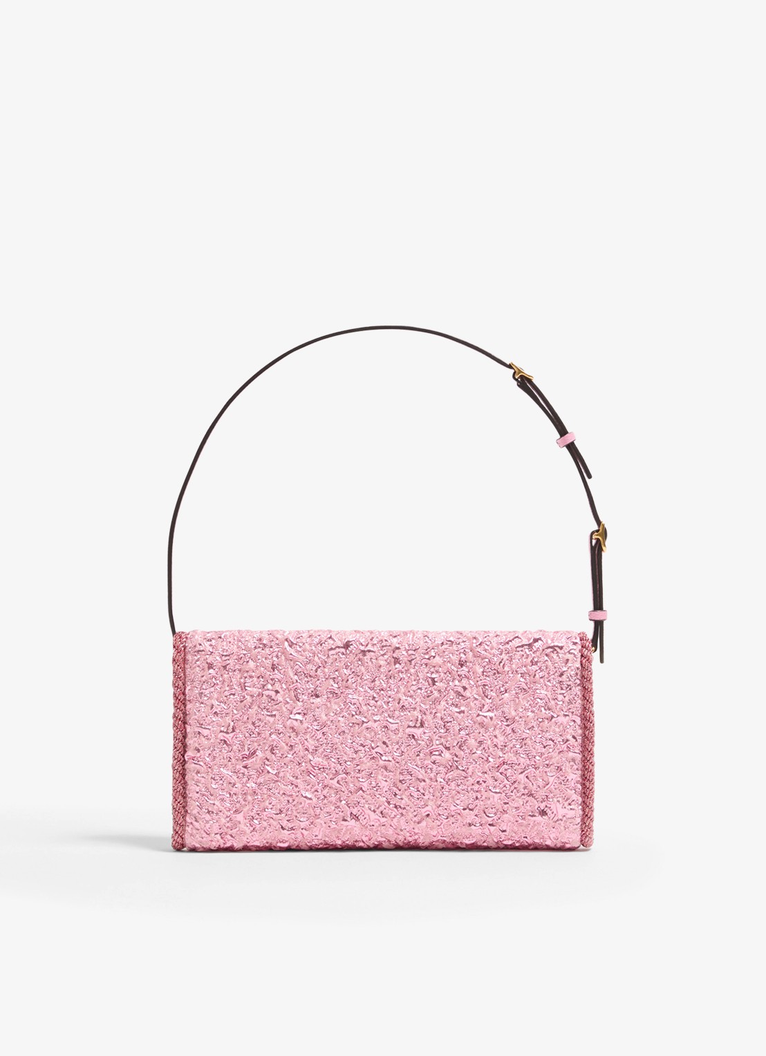 Valentino Garavani DeVain Small schoudertas met jacquard dessin en leren details - achterkant 6 roze