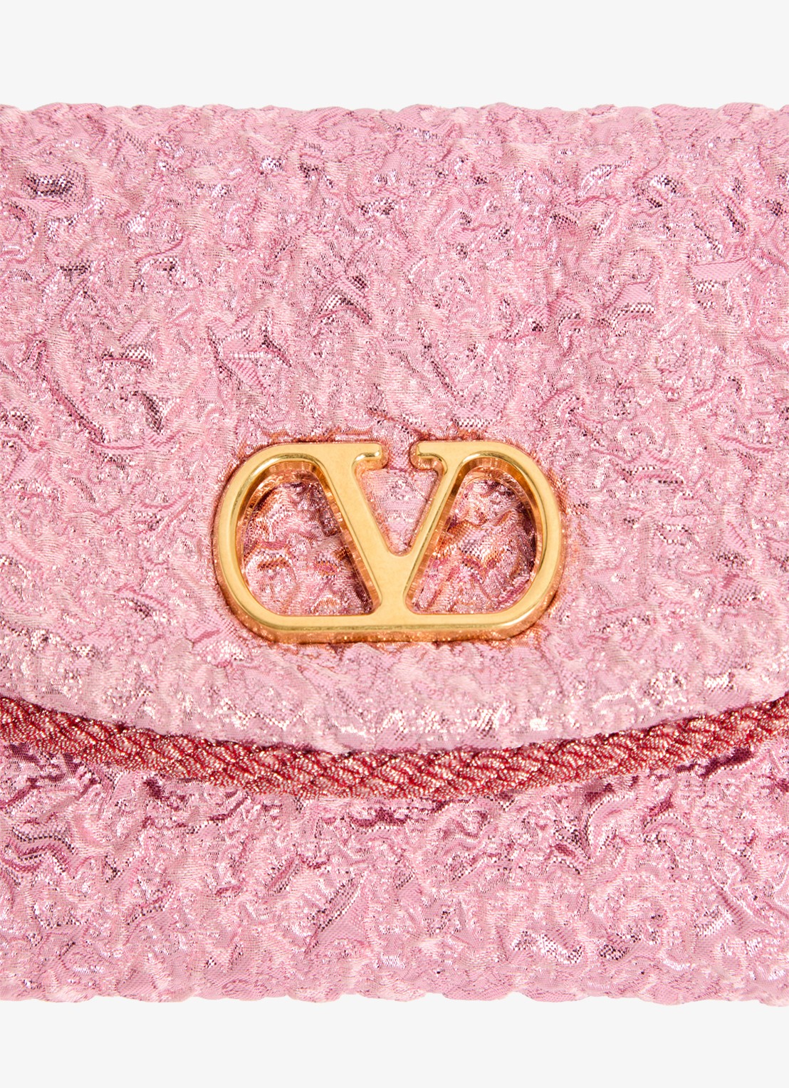 Valentino Garavani DeVain Small schoudertas met jacquard dessin en leren details - detail 3 roze