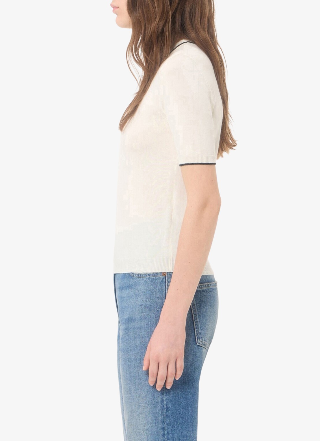 Valentino Garavani Fijngebreid T-shirt van scheerwol - detail 3 creme