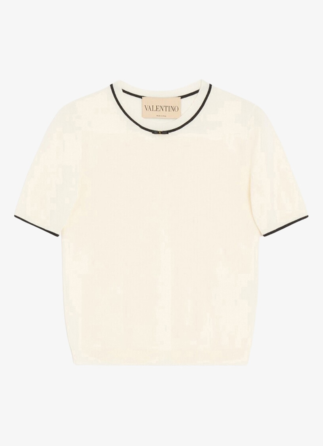 Valentino Garavani Fijngebreid T-shirt van scheerwol - voorkant 6 creme