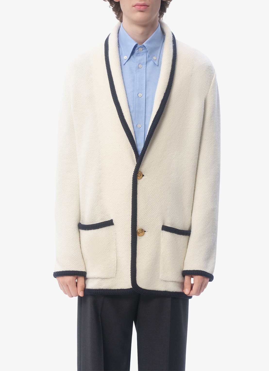 Valentino Garavani Fijngebreid vest in scheerwolblend met opgestikte zakken - detail 4 creme