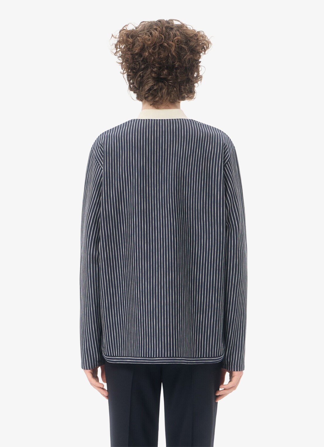 Valentino Garavani Fijngebreid vest met streepprint - achterkant 7 donkerblauw