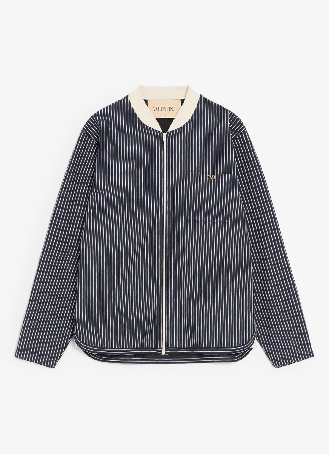 Valentino Garavani Fijngebreid vest met streepprint - voorkant donkerblauw