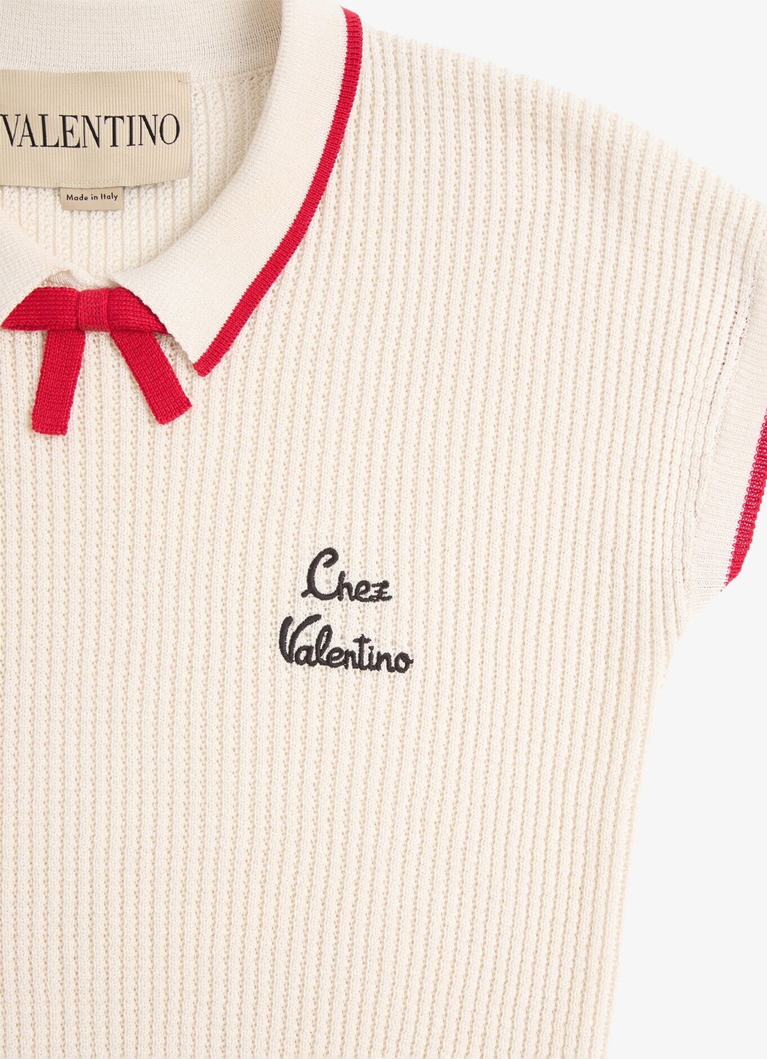 Valentino Garavani Fijngebreide top met logoborduring - detail 5 gebroken wit