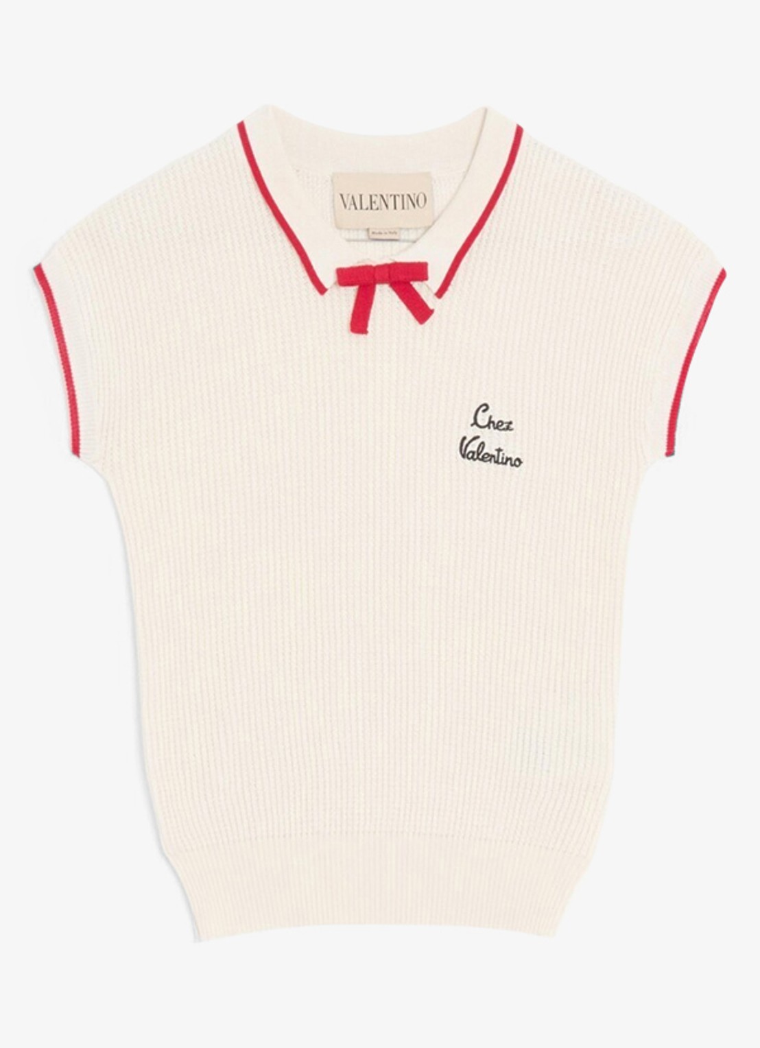 Valentino Garavani Fijngebreide top met logoborduring - voorkant 6 gebroken wit