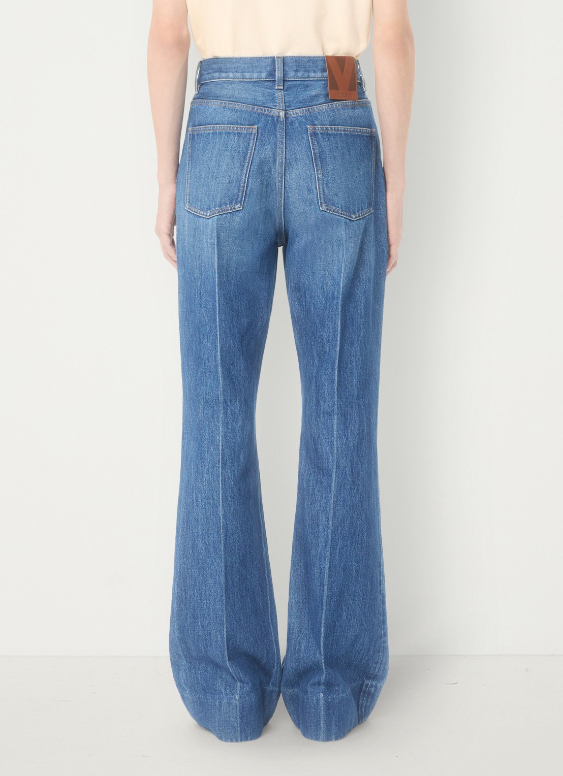 Valentino Garavani Flared jeans met medium wassing - achterkant 5 indigo
