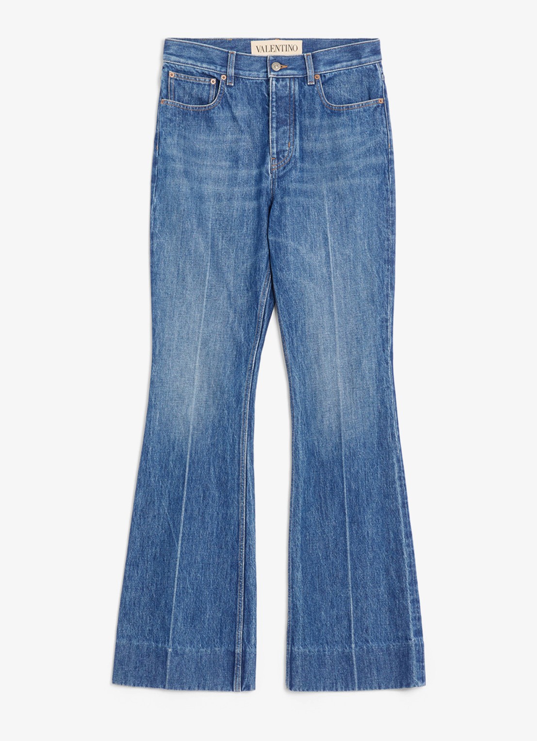 Valentino Garavani Flared jeans met medium wassing - voorkant indigo