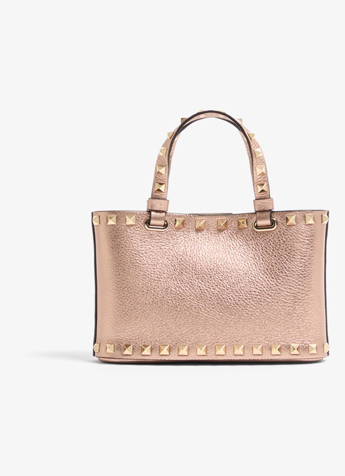 Valentino Garavani Handtas van kalfsleer met metallic finish en studs - achterkant 6 brons