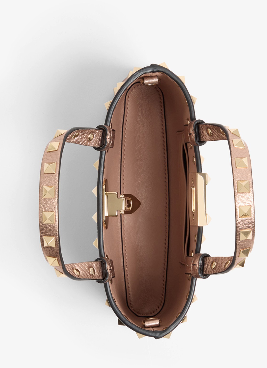 Valentino Garavani Handtas van kalfsleer met metallic finish en studs - detail 3 brons