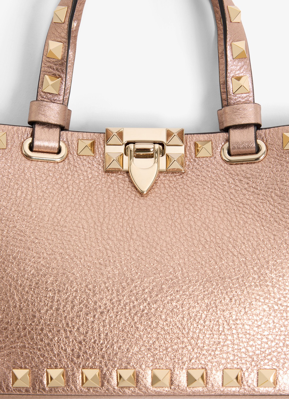 Valentino Garavani Handtas van kalfsleer met metallic finish en studs - detail 5 brons
