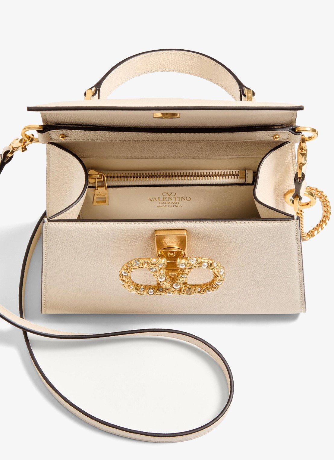 Valentino Garavani Handtas van kalfsleer - detail 6 creme