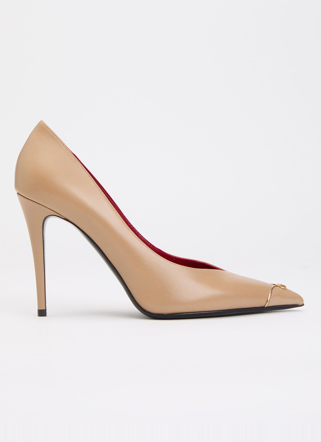 Valentino Garavani Heartip pump van leer - voorkant camel