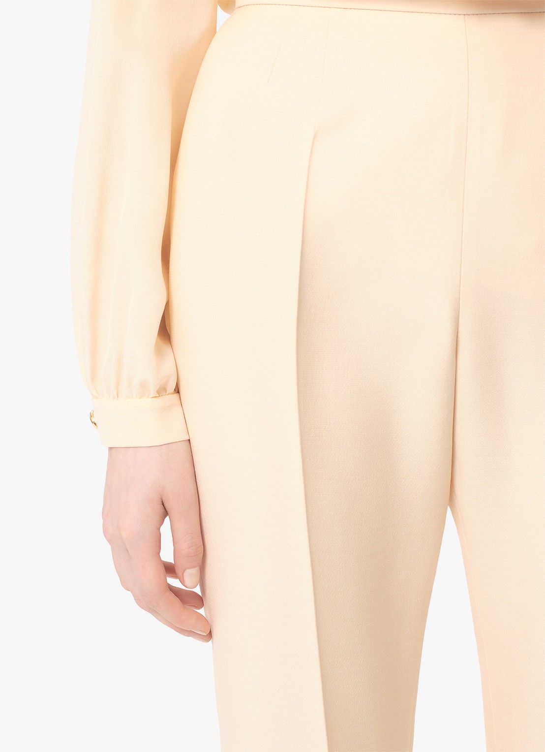 Valentino Garavani High waist bootcut fit pantalon in zijdeblend - detail 6 creme