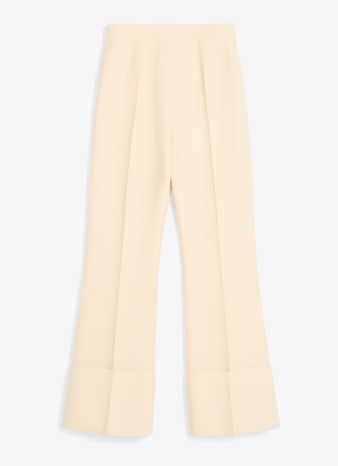 Valentino Garavani High waist bootcut fit pantalon in zijdeblend - voorkant creme