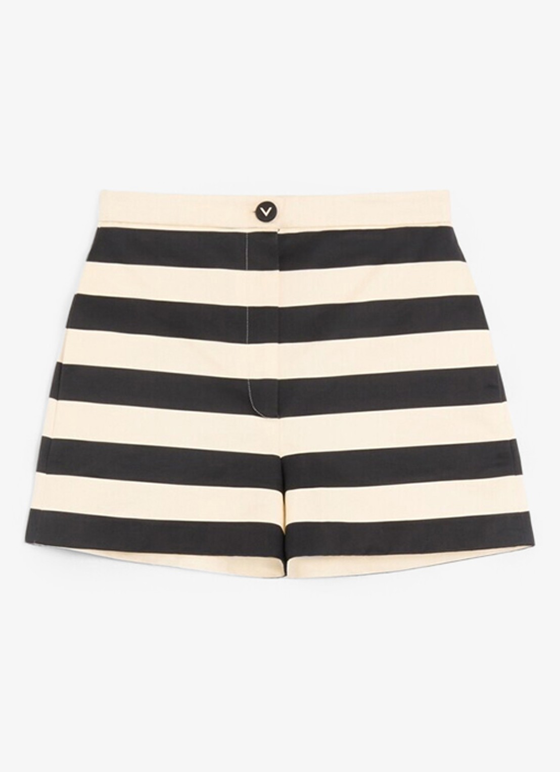 Valentino Garavani High waist straight fit korte broek met streepprint - voorkant zwart