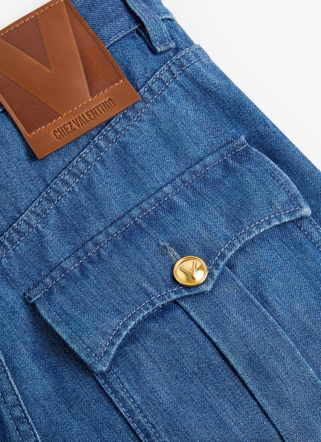 Valentino Garavani High waist wide leg jeans met medium wassing - detail 4 indigo