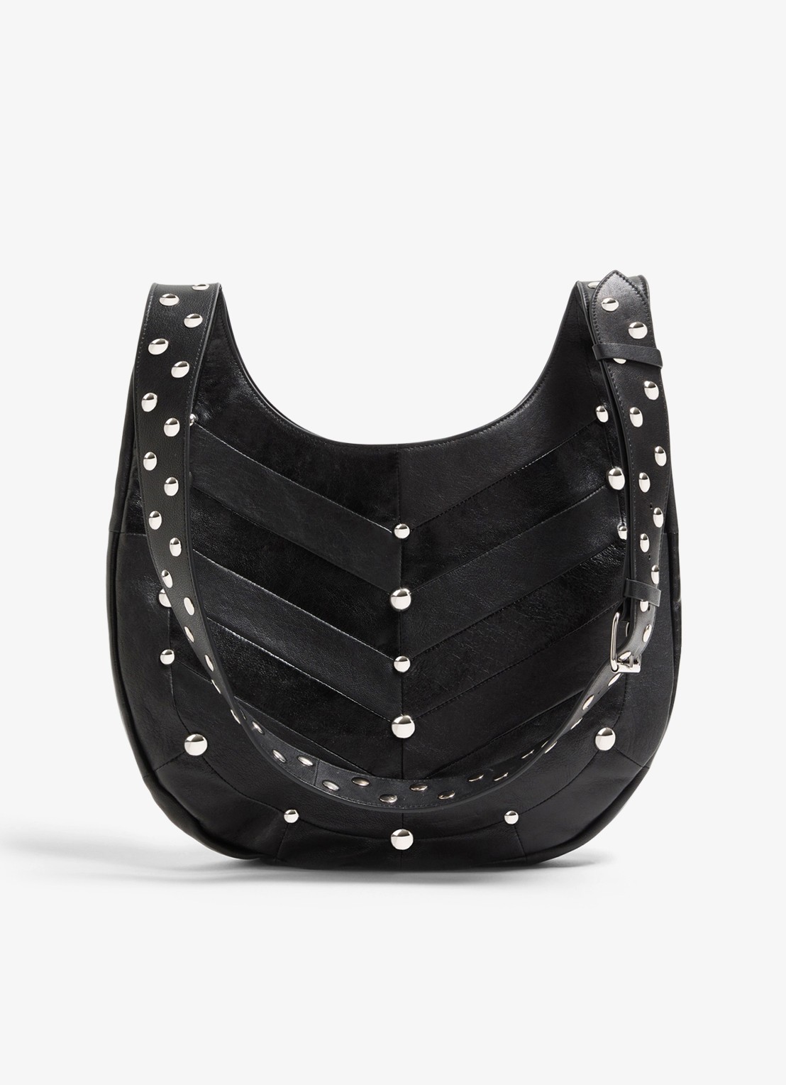 Valentino Garavani Hoboho schoudertas van lamsleer met studs - achterkant 8 zwart