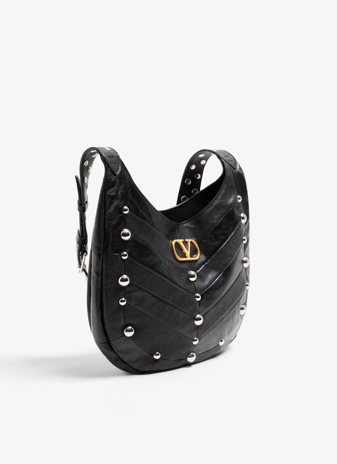 Valentino Garavani Hoboho Small schoudertas van lamsleer met studs - detail 2 zwart