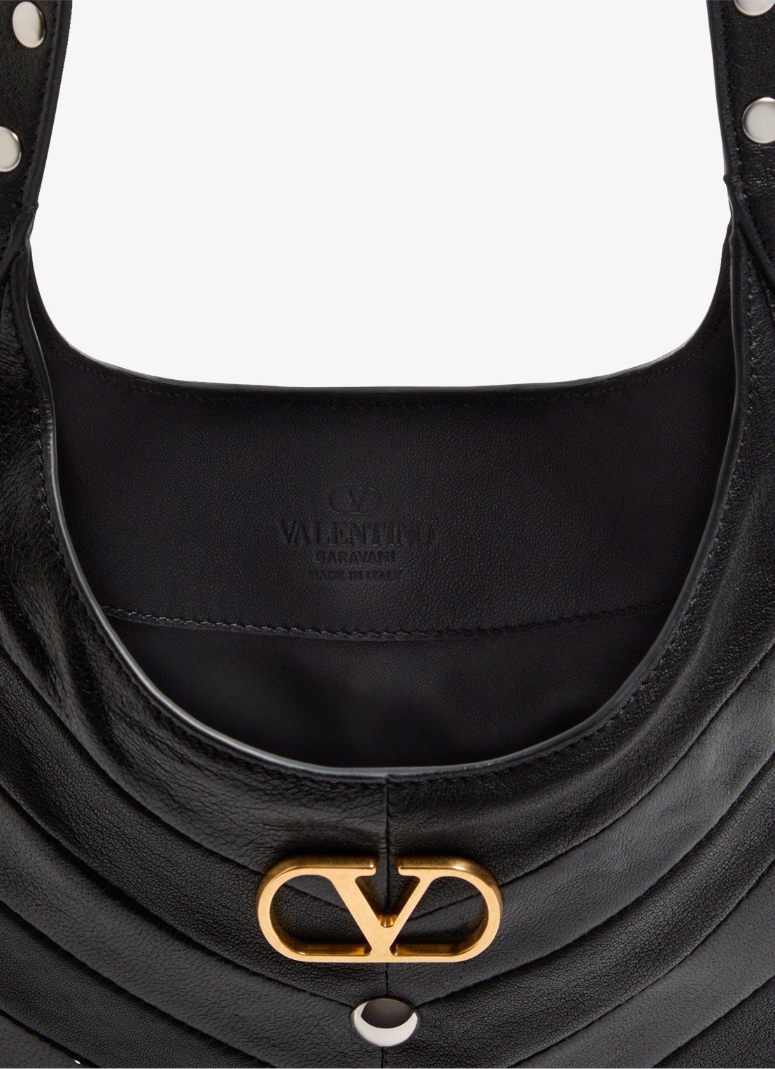 Valentino Garavani Hoboho Small schoudertas van lamsleer met studs - detail 4 zwart