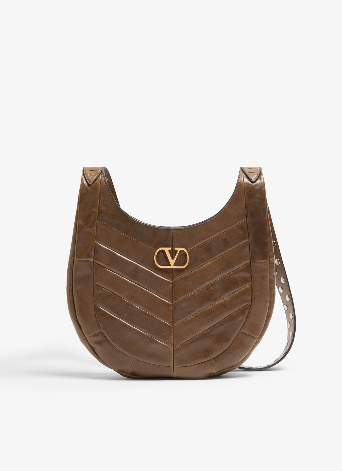 Valentino Garavani Hoboho Small schoudertas van lamsleer - voorkant bruin