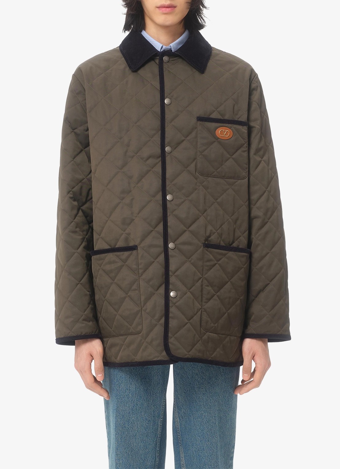Valentino Garavani Jack met quilt patroon en opgestikte zakken - detail 3 olijfgroen