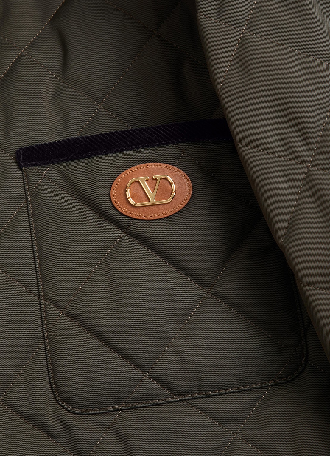 Valentino Garavani Jack met quilt patroon en opgestikte zakken - detail 6 olijfgroen