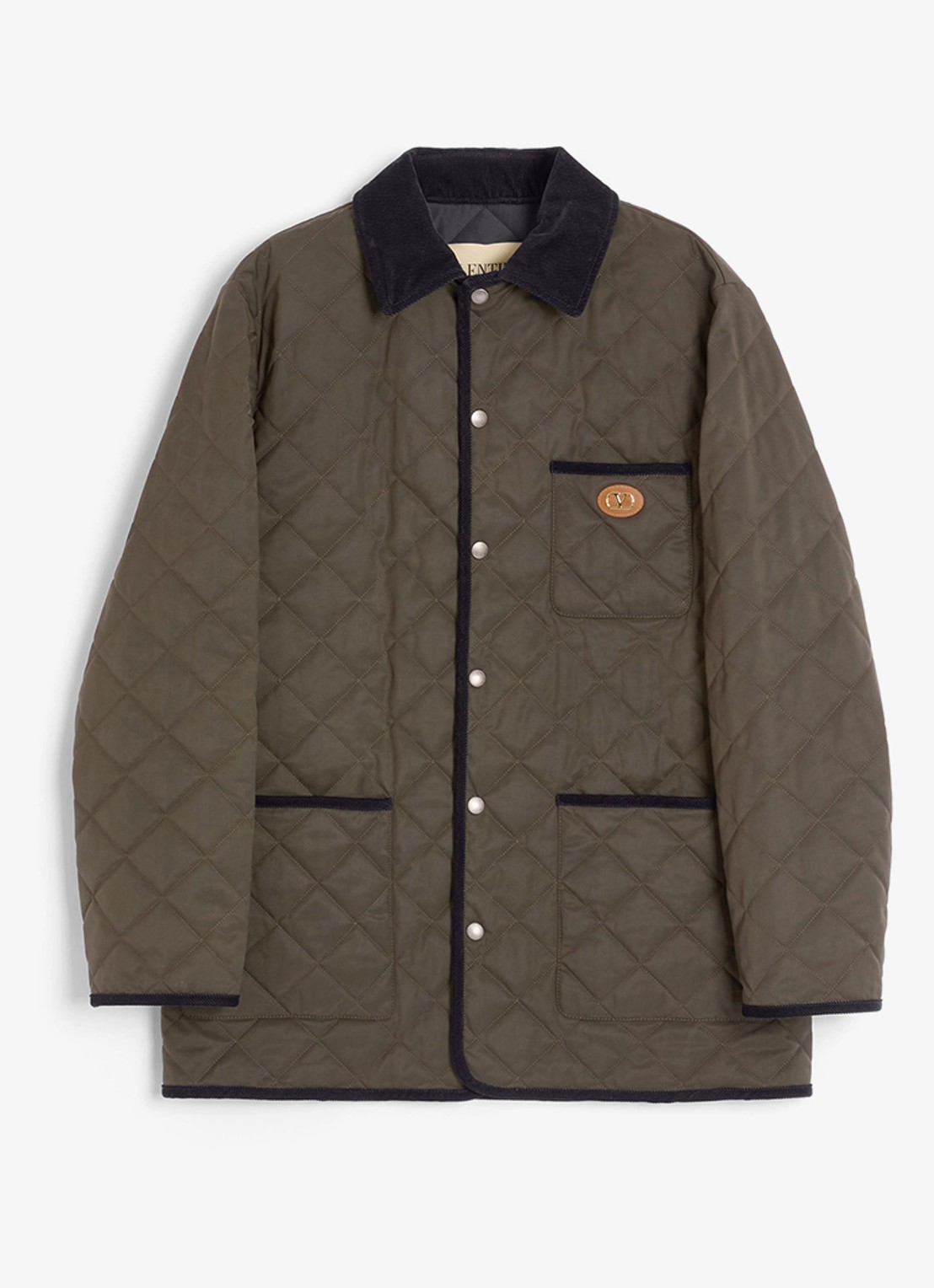Valentino Garavani Jack met quilt patroon en opgestikte zakken - voorkant olijfgroen