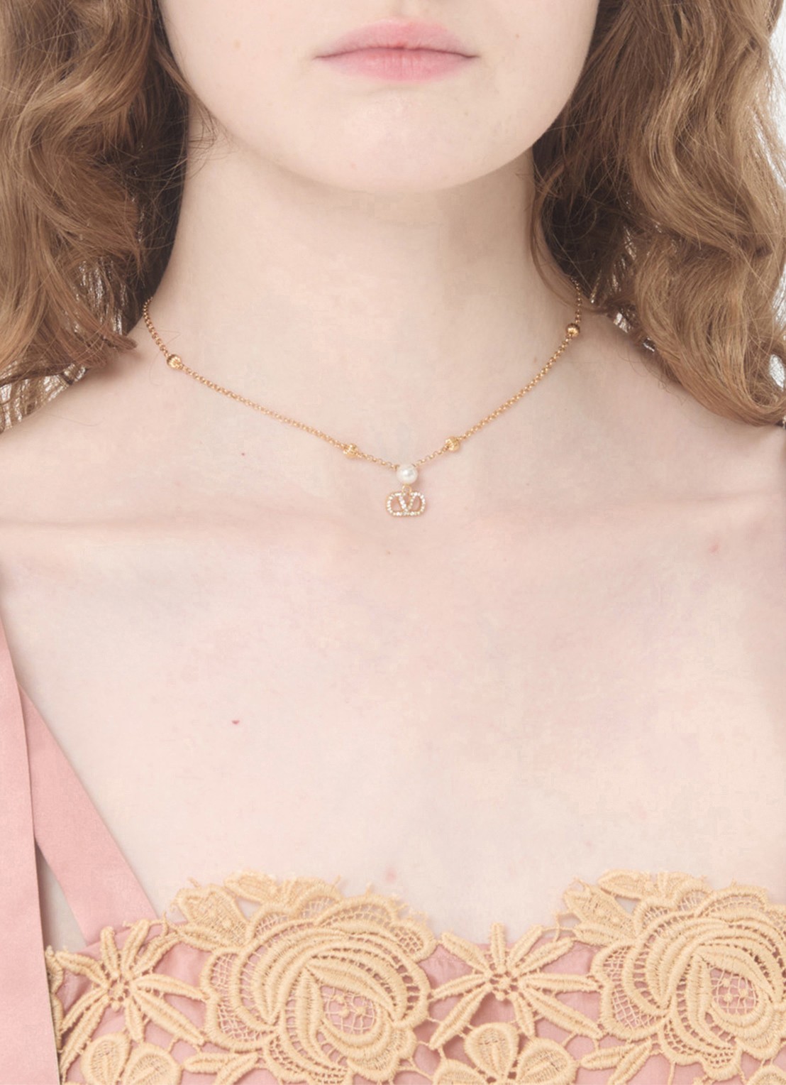 Valentino Garavani Ketting met logo - voorkant 5 goud