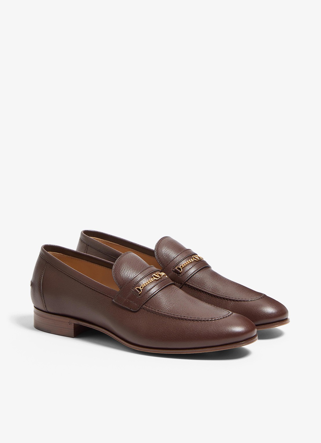 Valentino Garavani Loafer van geitenleer - detail bruin