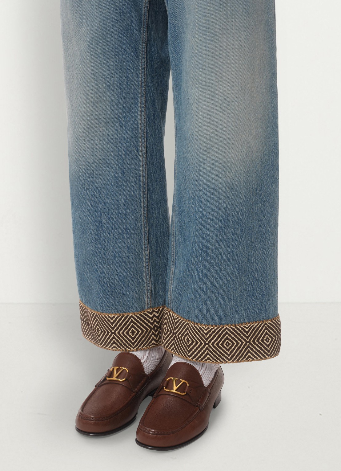 Valentino Garavani Loafer van leer - voorkant 2 bruin