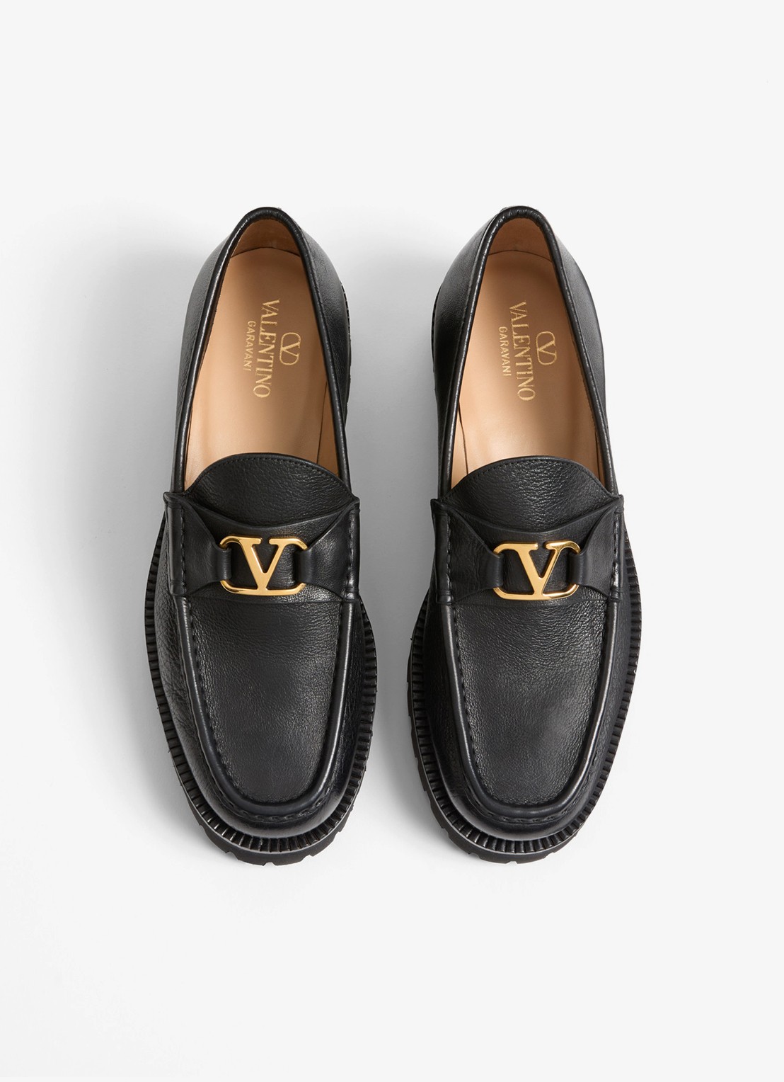 Valentino Garavani Loafer van leer - detail zwart