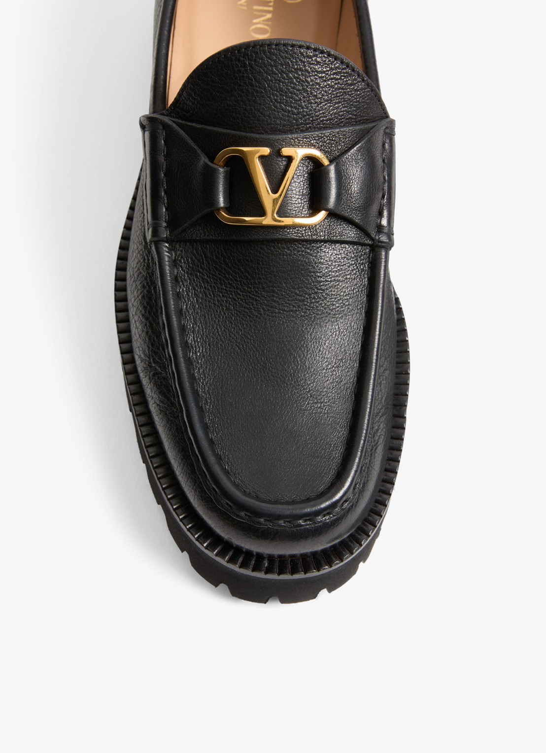 Valentino Garavani Loafer van leer - detail 2 zwart
