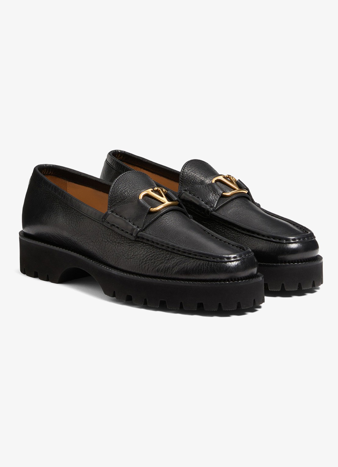 Valentino Garavani Loafer van leer - voorkant 5 zwart