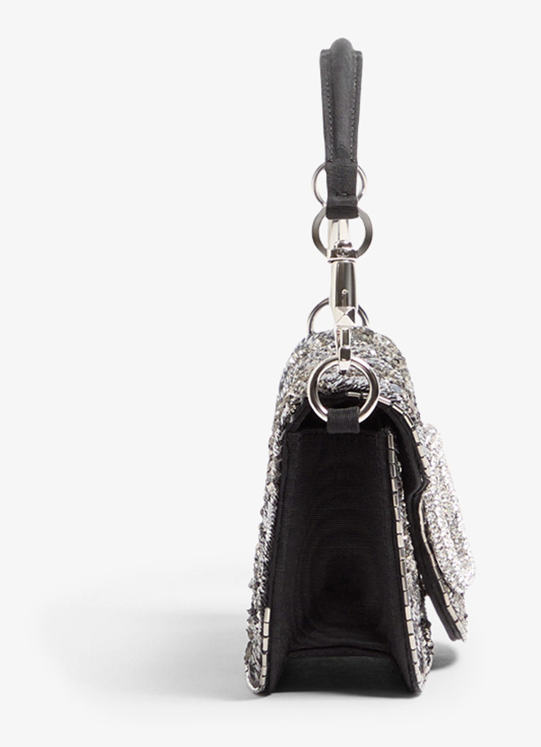 Valentino Garavani Locò Small handtas met pailletten en kralendecoratie - detail zwart