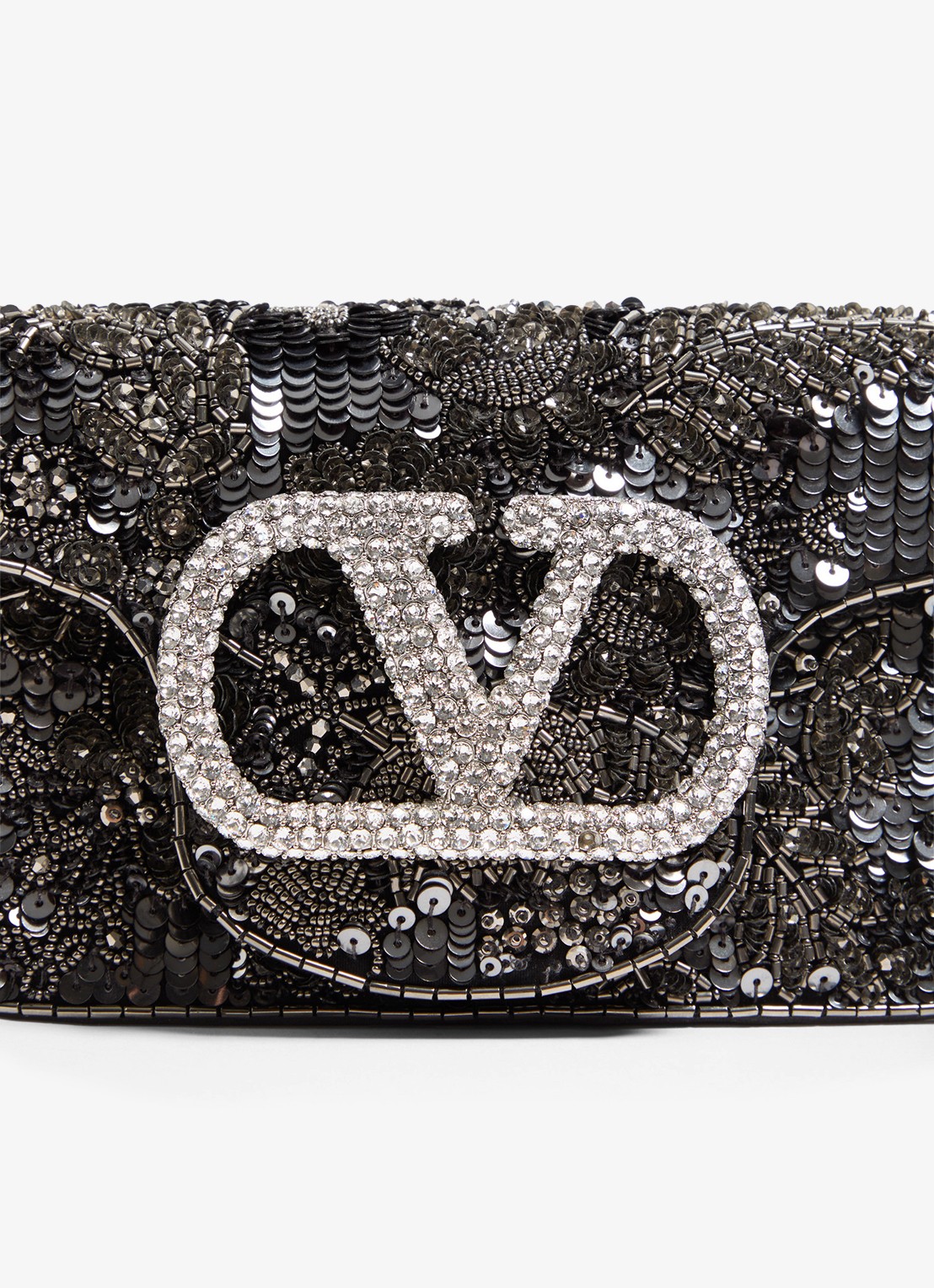 Valentino Garavani Locò Small handtas met pailletten en kralendecoratie - detail 3 zwart
