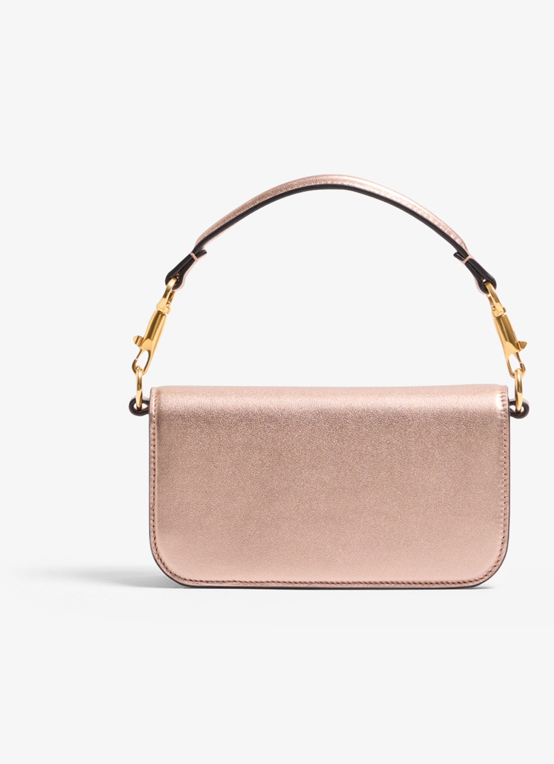 Valentino Garavani Locò Small handtas van kalfsleer met metallic finish - achterkant 3 oudroze