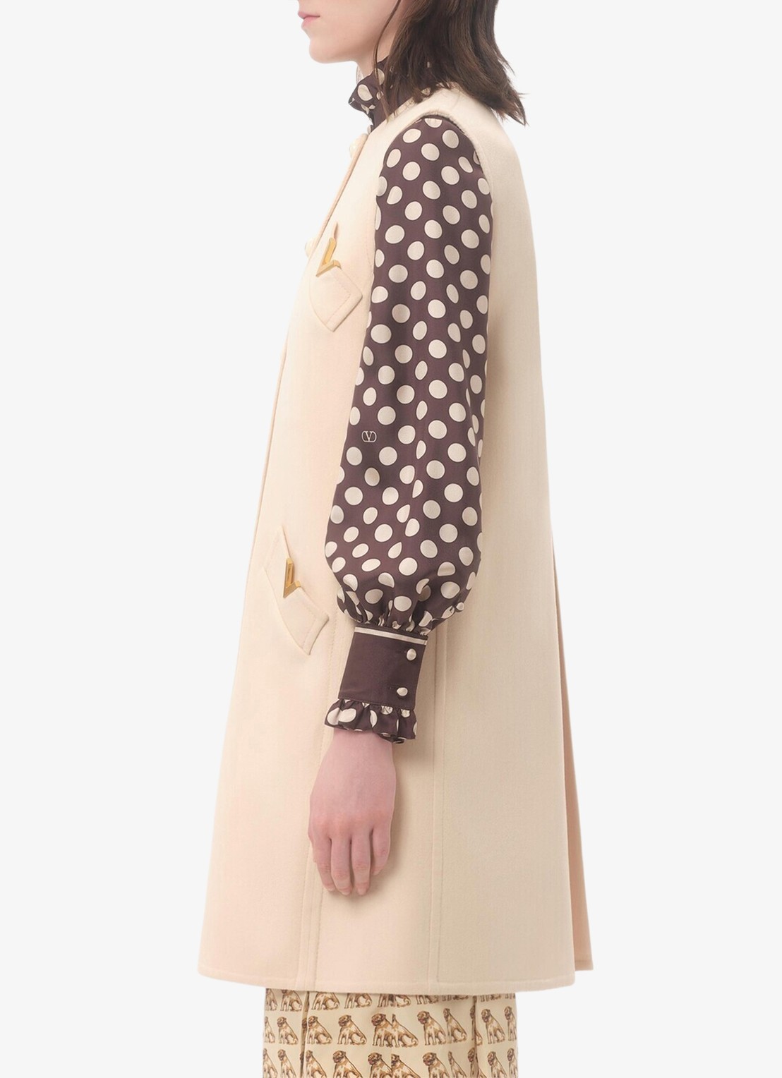 Valentino Garavani Longline gilet in kasjmierblend - detail 4 creme
