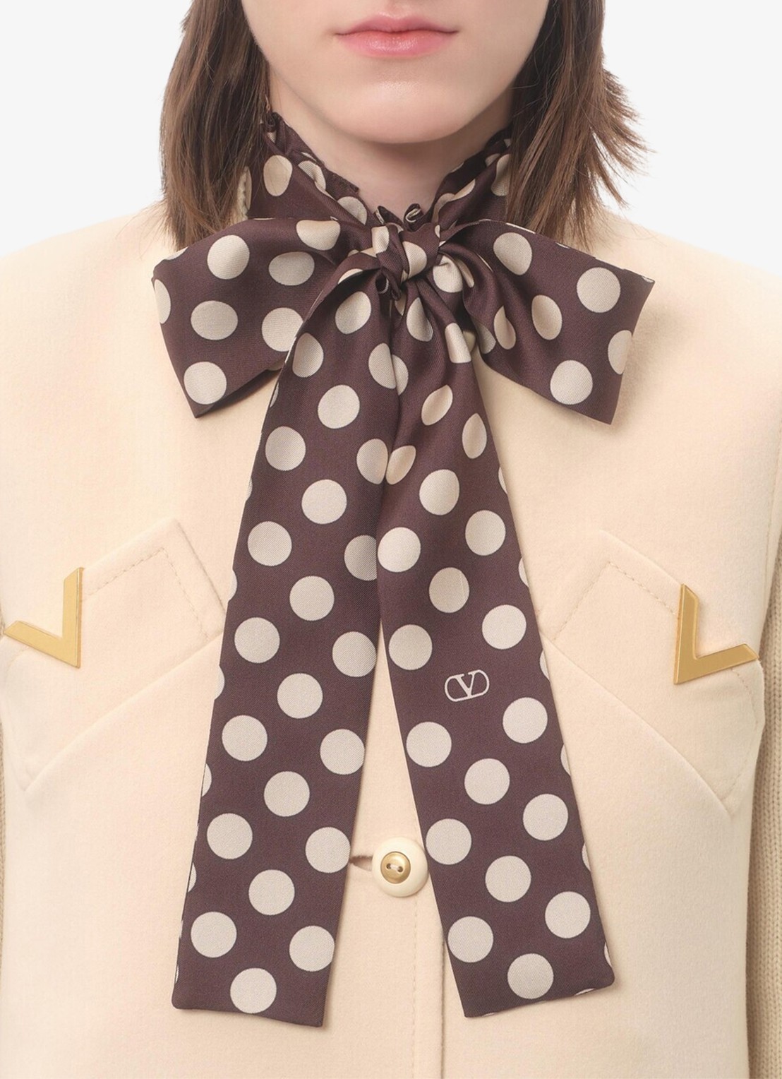 Valentino Garavani Longline gilet in kasjmierblend - detail 6 creme