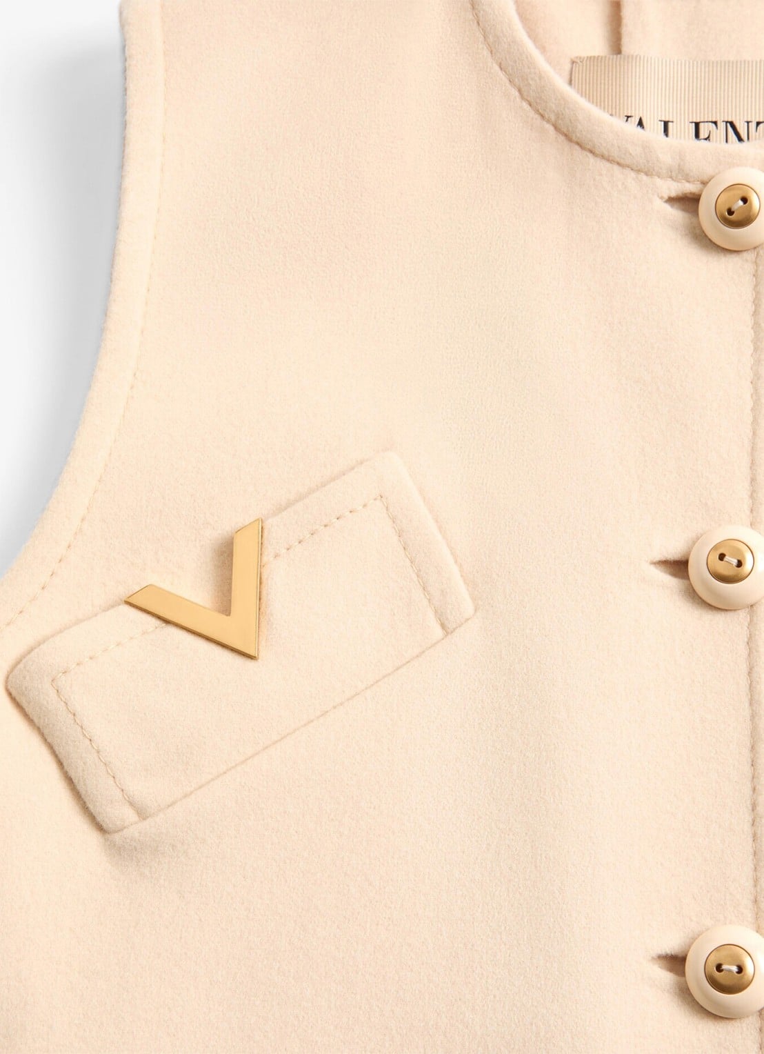 Valentino Garavani Longline gilet in kasjmierblend - detail 7 creme