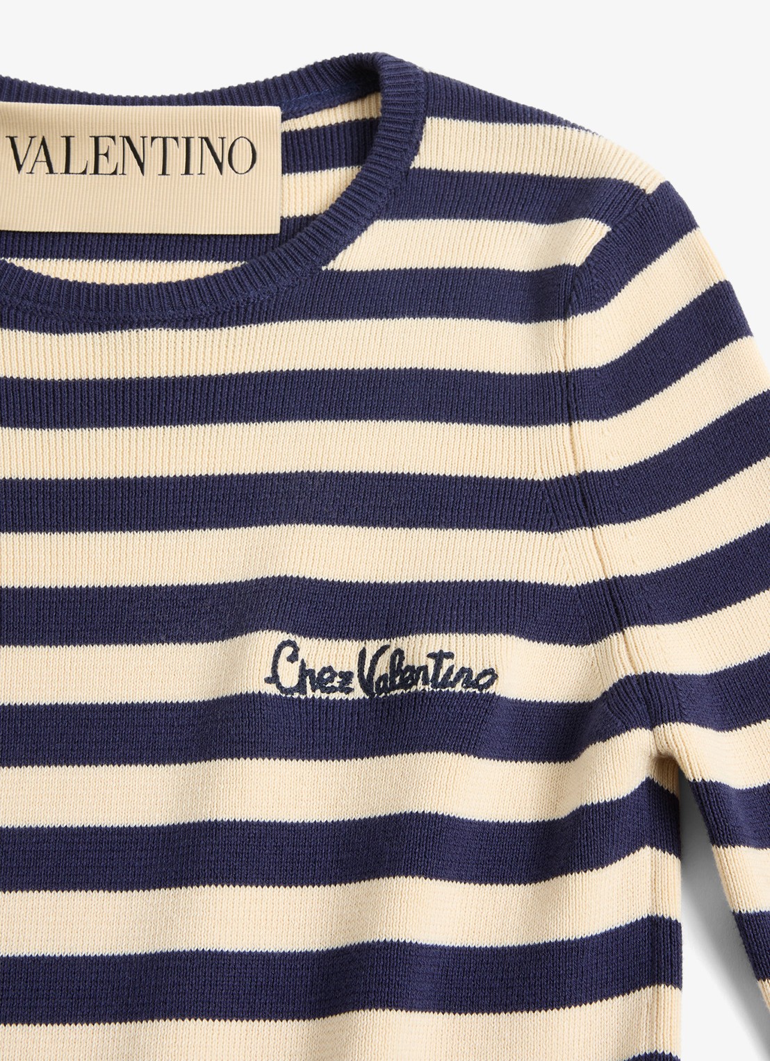 Valentino Garavani Longsleeve met logoborduring en streepprint - detail 8 donkerblauw